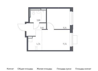 1-комнатная квартира на продажу, 32.3 м2, Московская область, жилой комплекс Прибрежный Парк, 10.2