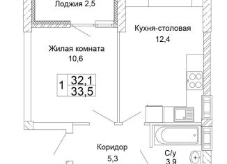 Продажа однокомнатной квартиры, 33.5 м2, Волгоград, ЖК Колизей