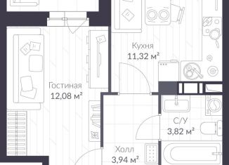 Продажа 1-комнатной квартиры, 35.2 м2, Санкт-Петербург, Парашютная улица, 79к1