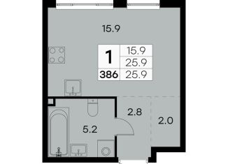 Продам 1-комнатную квартиру, 25.9 м2, Москва, Куркинское шоссе, 15с2, район Куркино