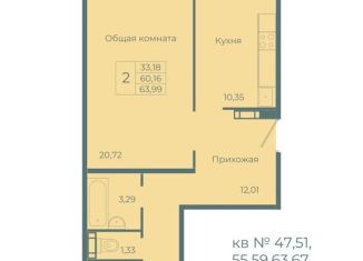 Двухкомнатная квартира на продажу, 64 м2, Кемерово, Заводский район