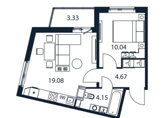 Продажа однокомнатной квартиры, 39.6 м2, Мурино