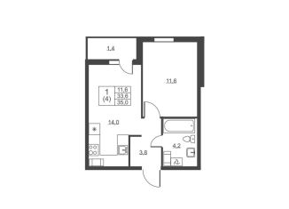 Продажа 1-комнатной квартиры, 35 м2, Ленинградская область