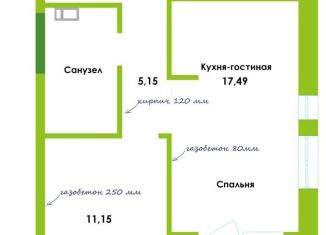 1-комнатная квартира на продажу, 48.7 м2, Астрахань, Ленинский район