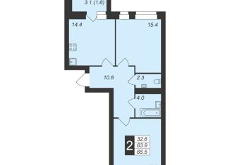 Продам 2-комнатную квартиру, 65.5 м2, Чувашия, Стартовая улица, поз3.9