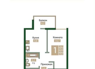 Продаю однокомнатную квартиру, 35.4 м2, посёлок городского типа Молодёжное