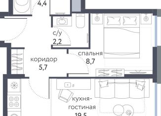 Продажа двухкомнатной квартиры, 40.5 м2, Москва, Бульвар Рокоссовского