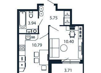 1-комнатная квартира на продажу, 32.7 м2, Ленинградская область