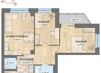 Продаю двухкомнатную квартиру, 71.6 м2, Екатеринбург, ЖК Просторы