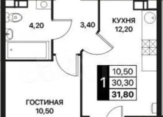 Продается 1-комнатная квартира, 31.8 м2, Ростов-на-Дону
