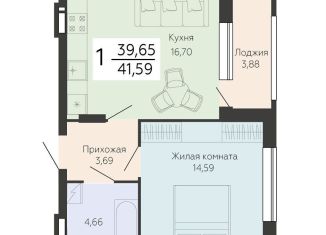 Продам 1-комнатную квартиру, 41.6 м2, Воронежская область, Ленинский проспект, 108А