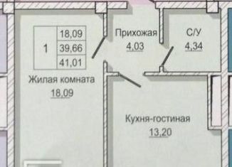 1-ком. квартира на продажу, 41 м2, Нальчик, улица Калмыкова, 251