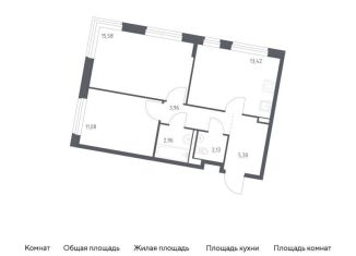 Продается 2-комнатная квартира, 54.4 м2, Москва, жилой комплекс Квартал Западный, 6
