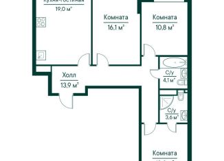3-комнатная квартира на продажу, 80.5 м2, Самарская область