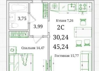 Продается двухкомнатная квартира, 45.2 м2, Республика Башкортостан, жилой комплекс Урбаника, лит1