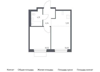 1-комнатная квартира на продажу, 34.6 м2, поселение Кокошкино, жилой комплекс Новое Внуково, к32