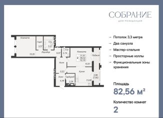 Продам двухкомнатную квартиру, 82.6 м2, Ростовская область, Социалистическая улица, 118
