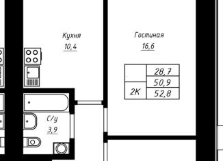 Продается двухкомнатная квартира, 52.8 м2, Барнаул, Железнодорожный район, площадь Советов