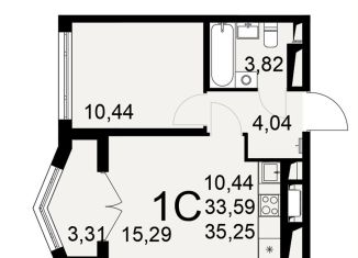 1-комнатная квартира на продажу, 35.3 м2, Тула, Привокзальный территориальный округ