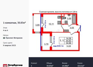 Продажа 1-комнатной квартиры, 30.8 м2, Санкт-Петербург, проспект Будённого, 20к5