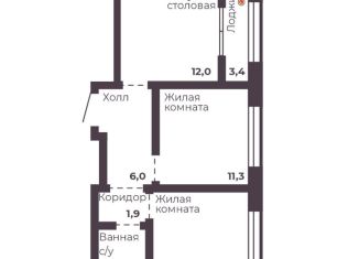 Продаю двухкомнатную квартиру, 47.2 м2, Челябинск, Тракторозаводский район