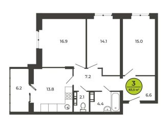 Продается 3-ком. квартира, 83.6 м2, посёлок Свень, Соборная улица, поз7