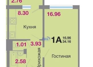 Продаю однокомнатную квартиру, 35 м2, Чебоксары, проспект Геннадия Айги, 16, Ленинский район
