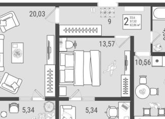 Продам 2-комнатную квартиру, 62.9 м2, Тольятти