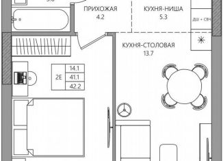 Продаю двухкомнатную квартиру, 42.1 м2, Пермь, Парковый проспект, 36В