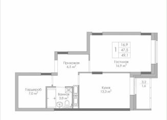Продам двухкомнатную квартиру, 49.1 м2, Липецк, Московская улица, 155, ЖК Приоритет
