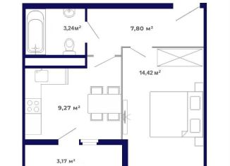 1-комнатная квартира на продажу, 37.9 м2, рабочий поселок Маркова