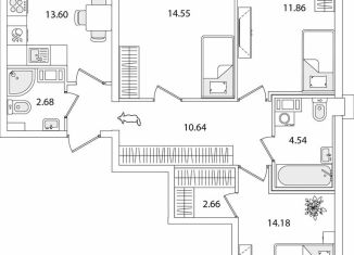 Продажа 3-ком. квартиры, 77.3 м2, Санкт-Петербург, Красносельский район