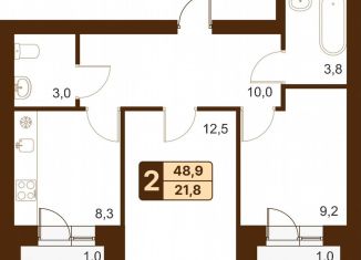 Продажа двухкомнатной квартиры, 49.9 м2, СНТ Колос БГАУ, село Миловка, 3