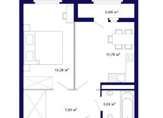 Продается 1-комнатная квартира, 38.3 м2, рабочий поселок Маркова