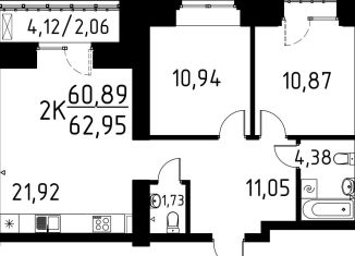 Продаю 2-комнатную квартиру, 63 м2, деревня Кисловка, улица Марины Цветаевой, 42