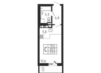 Продается квартира студия, 27.9 м2, деревня Пирогово, ЖК Пироговская Ривьера