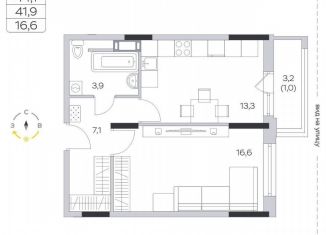 Продаю 1-ком. квартиру, 41.9 м2, деревня Пирогово, ЖК Пироговская Ривьера, улица Ильинского, 8