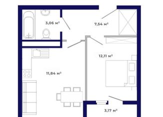 Продам 1-ком. квартиру, 37.7 м2, рабочий поселок Маркова