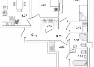 Продажа 3-комнатной квартиры, 81.1 м2, Санкт-Петербург, муниципальный округ Сосновая Поляна