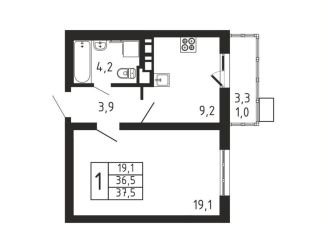 Продается однокомнатная квартира, 37.5 м2, деревня Пирогово, ЖК Пироговская Ривьера