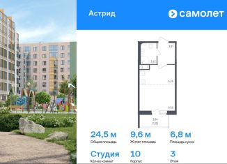 Квартира на продажу студия, 24.5 м2, Колпино, проспект Ленина, 60, ЖК Астрид