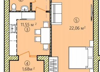 Продается однокомнатная квартира, 48.7 м2, Грозный, проспект В.В. Путина, 1Б, Путинский район