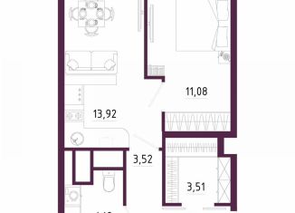 Продажа 1-комнатной квартиры, 39.7 м2, Тула, Пряничная улица, 7