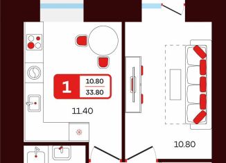 Однокомнатная квартира на продажу, 33.8 м2, Туймазы, переулок Луначарского, 5