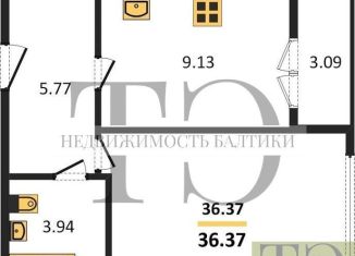 Продается 1-комнатная квартира, 36.4 м2, Калининград, Новгородская улица, 3Ак5, Центральный район