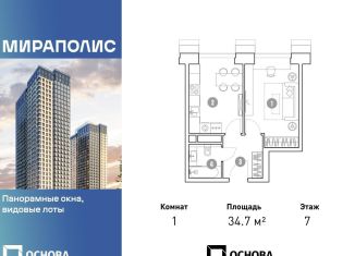 Продажа однокомнатной квартиры, 34.7 м2, Москва, Ярославский район, проспект Мира, 222