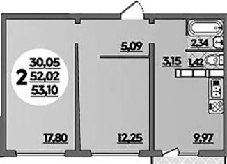 Продаю 2-комнатную квартиру, 53.1 м2, Ростов-на-Дону, улица Тимофеева, 20, ЖК Платовский