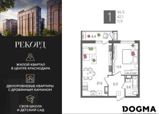 Продается однокомнатная квартира, 46.5 м2, Краснодар, микрорайон Черемушки