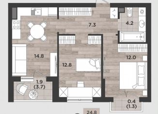 Продажа двухкомнатной квартиры, 53.4 м2, Калининград, Миргородская улица, 2