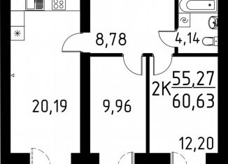 Продается двухкомнатная квартира, 60.6 м2, деревня Кисловка, улица Марины Цветаевой, 42